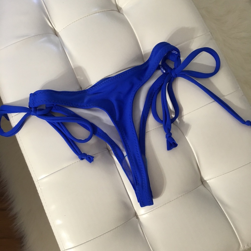 Thong swimsuit bottom tie strings royal blue